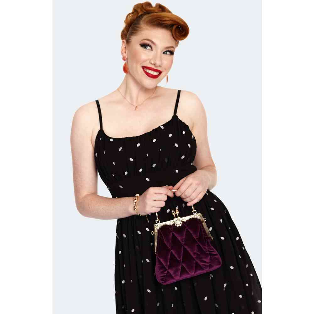 Voodoo Vixen - Vintage Velvet Frame Clasp Handbag - Purple